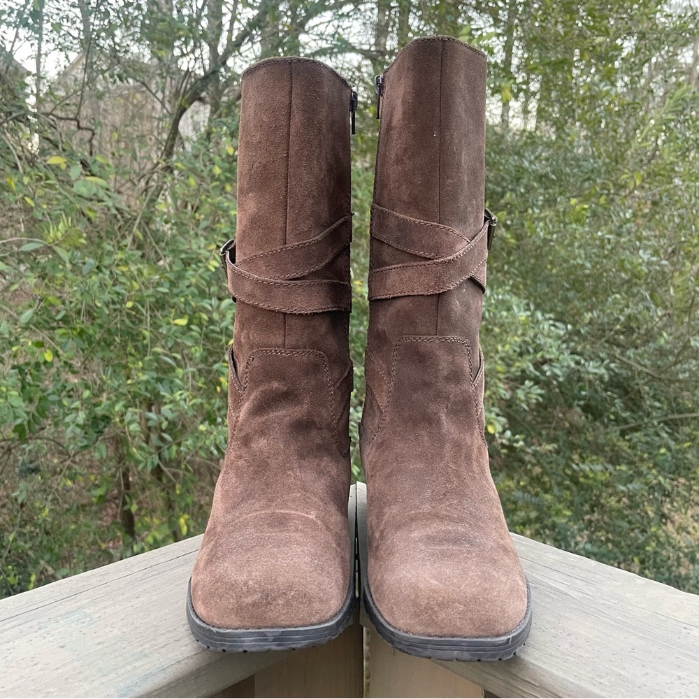 Lauren Ralph Lauren Shelby brown suede leather boots 9 - Picture 3 of 14